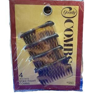 Vintage 1975 GOODY Stay Tight Acetate Combs 4 Ct. #550 Made in USA New